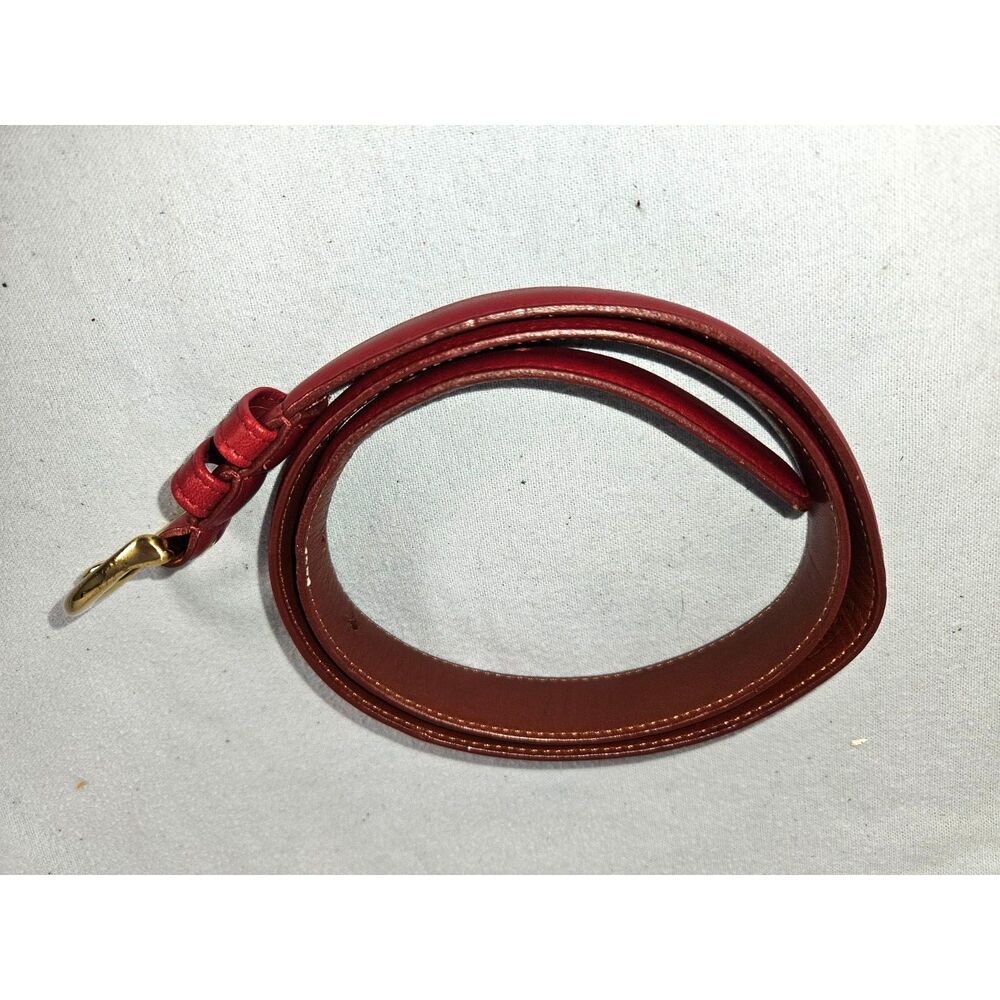 Vintage Coach Red Leather Belt Solid Brass Buckle Medium Handcrafted Costa Rica